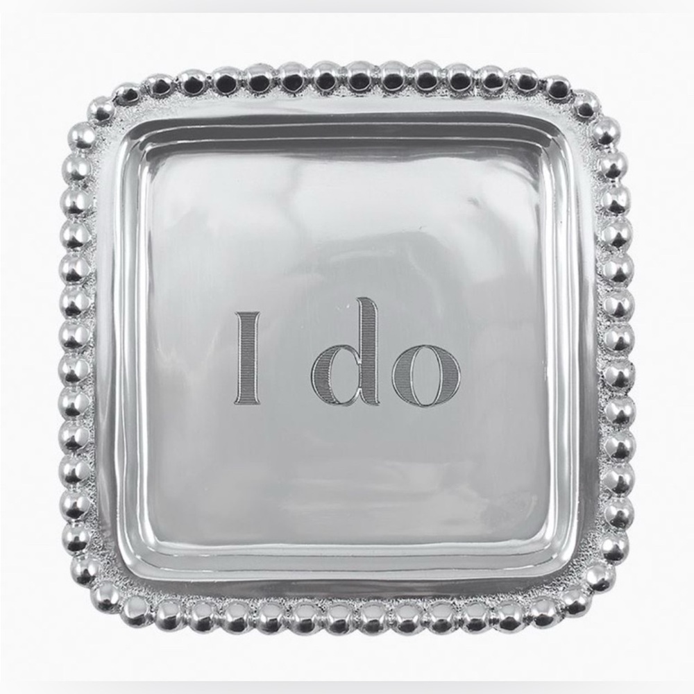 NEW Mariposa Aluminum “I Do" Jewelry Beaded Square Tray. For all the BRIDETOBE